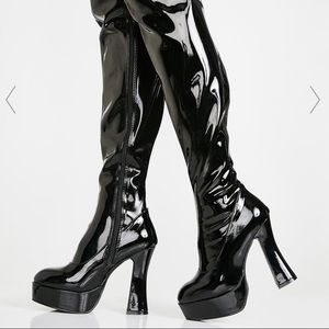 NEW Dolls Kill Thigh-High Vinyl Boots